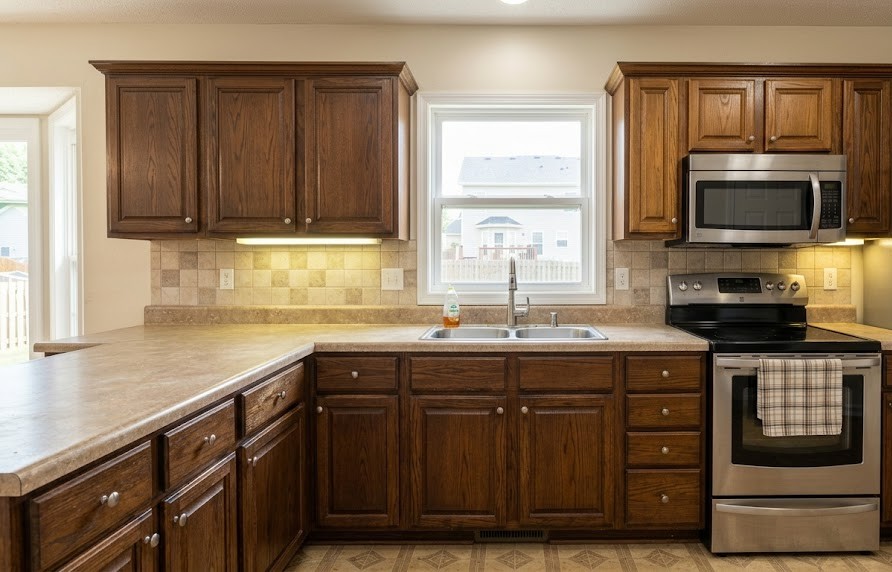 Kitchen cabinets before refinishing