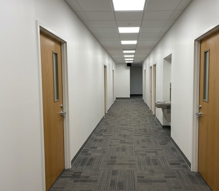 Freshly painted office hallway